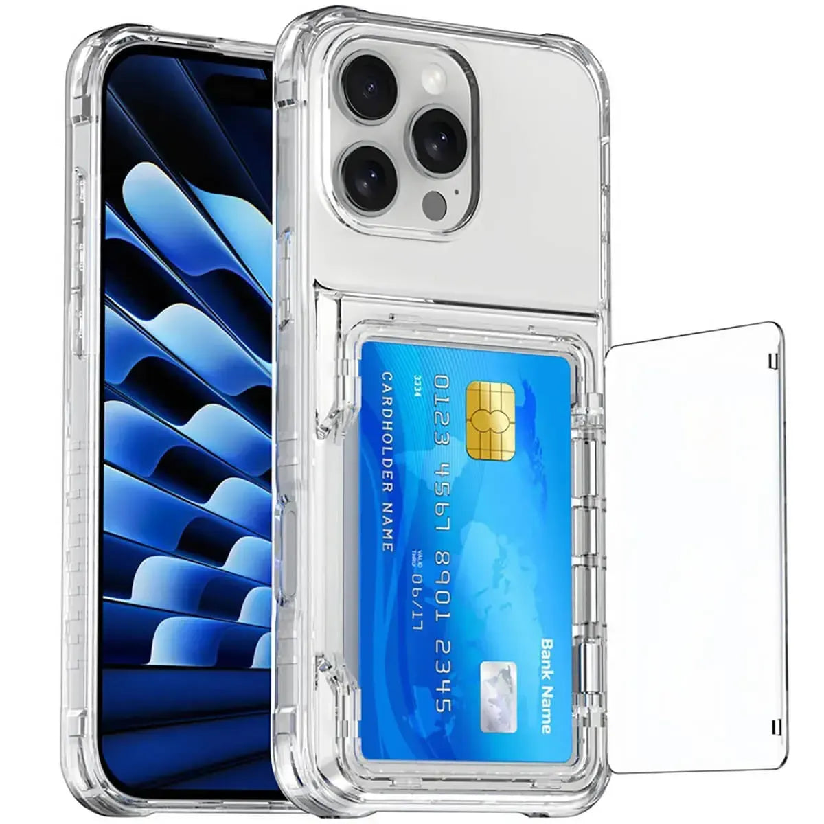 Clear Card Holder iPhone Case with Kickstand