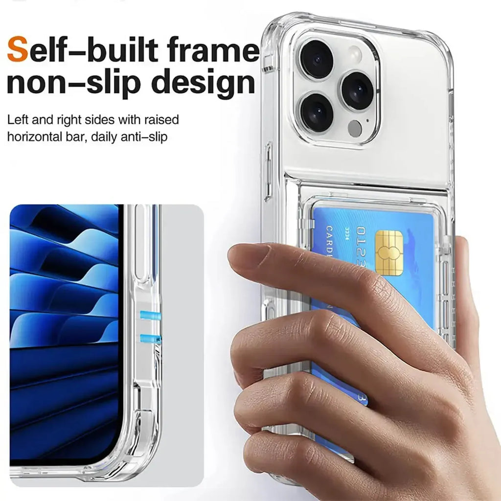 Clear Card Holder iPhone Case with Kickstand