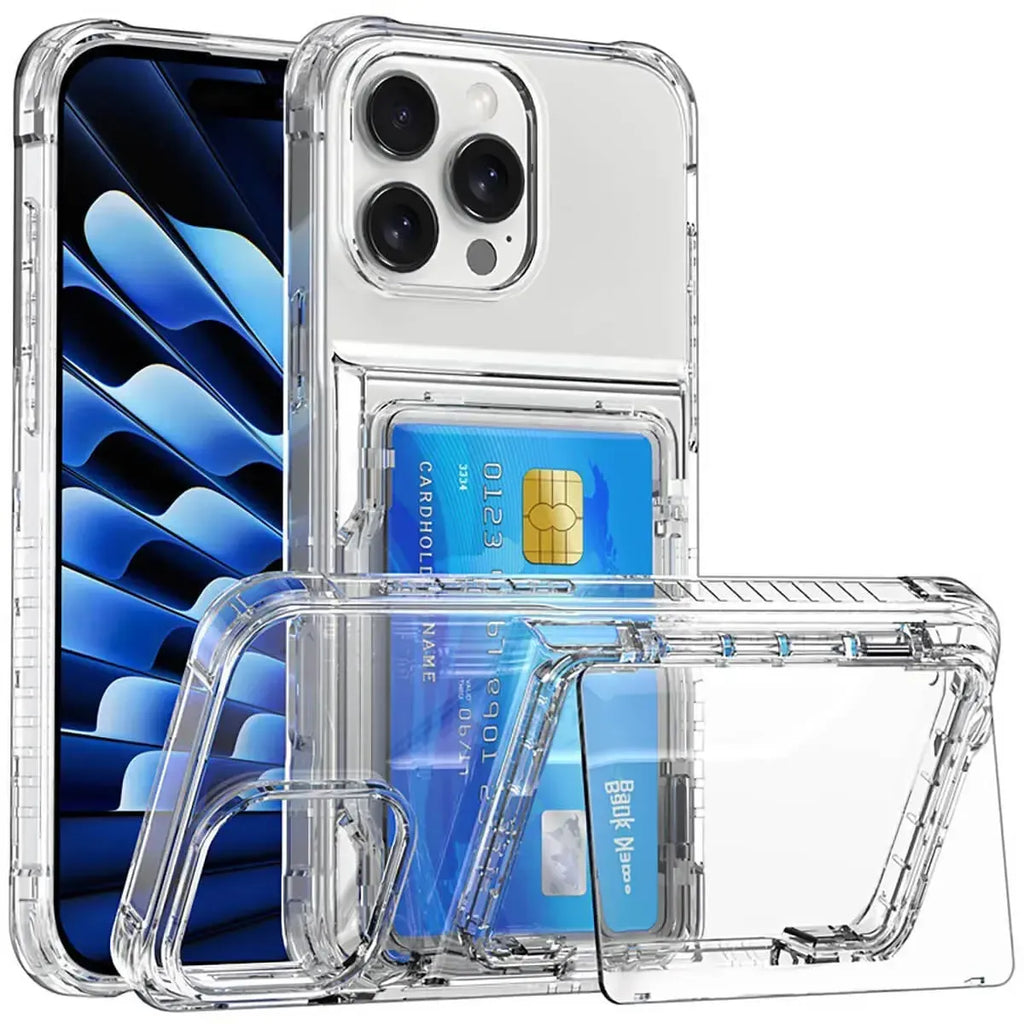 Clear Card Holder iPhone Case with Kickstand