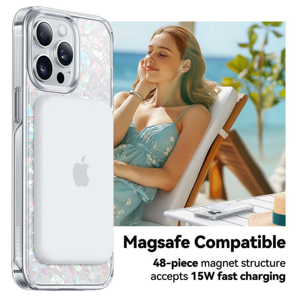 Pearl Pattern MagSafe iPhone Case with Ring Stand