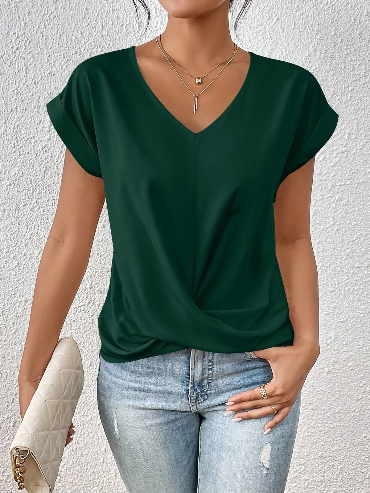 Carmen Twist Front V Neck Top_7
