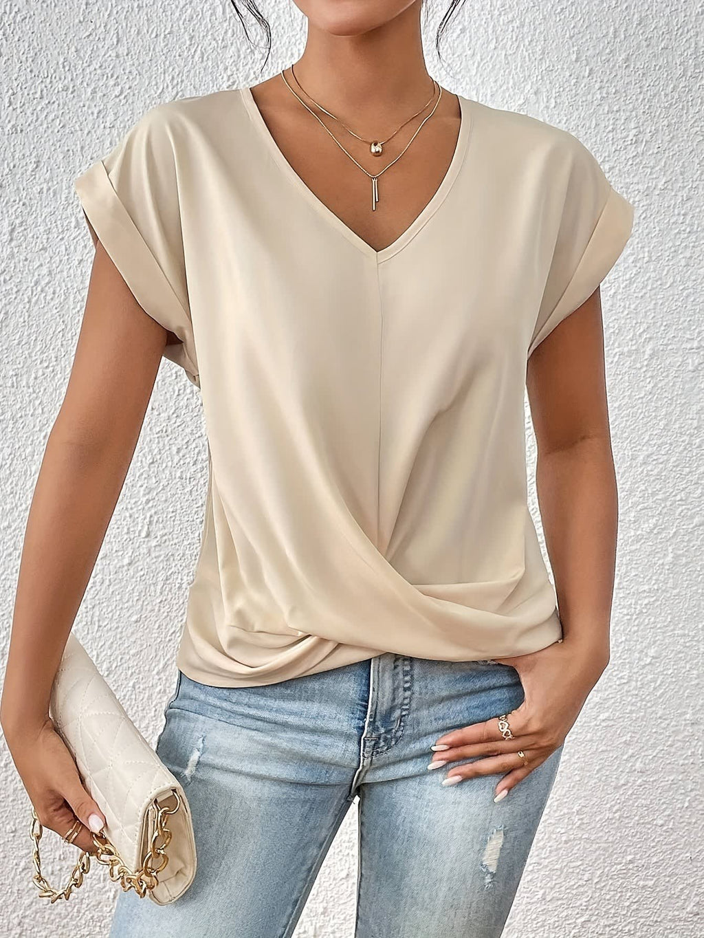 Carmen Twist Front V Neck Top_8