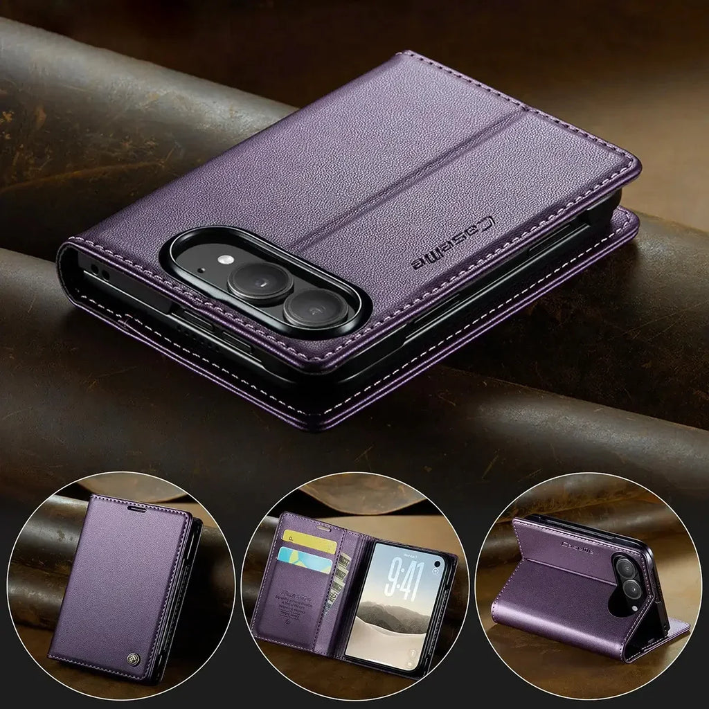 Leather Flip Wallet Foldable iPhone Duo Case