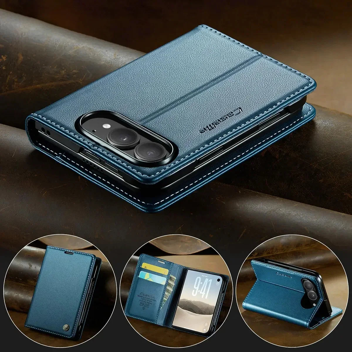 Leather Flip Wallet Foldable iPhone Duo Case