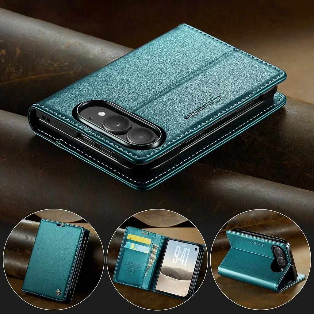 Leather Flip Wallet Foldable iPhone Duo Case