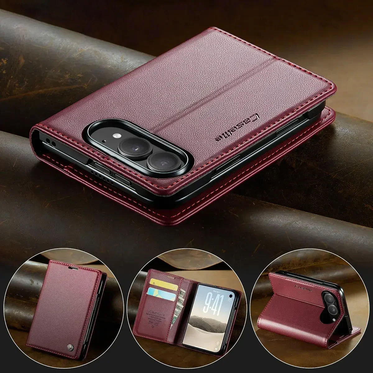 Leather Flip Wallet Foldable iPhone Duo Case