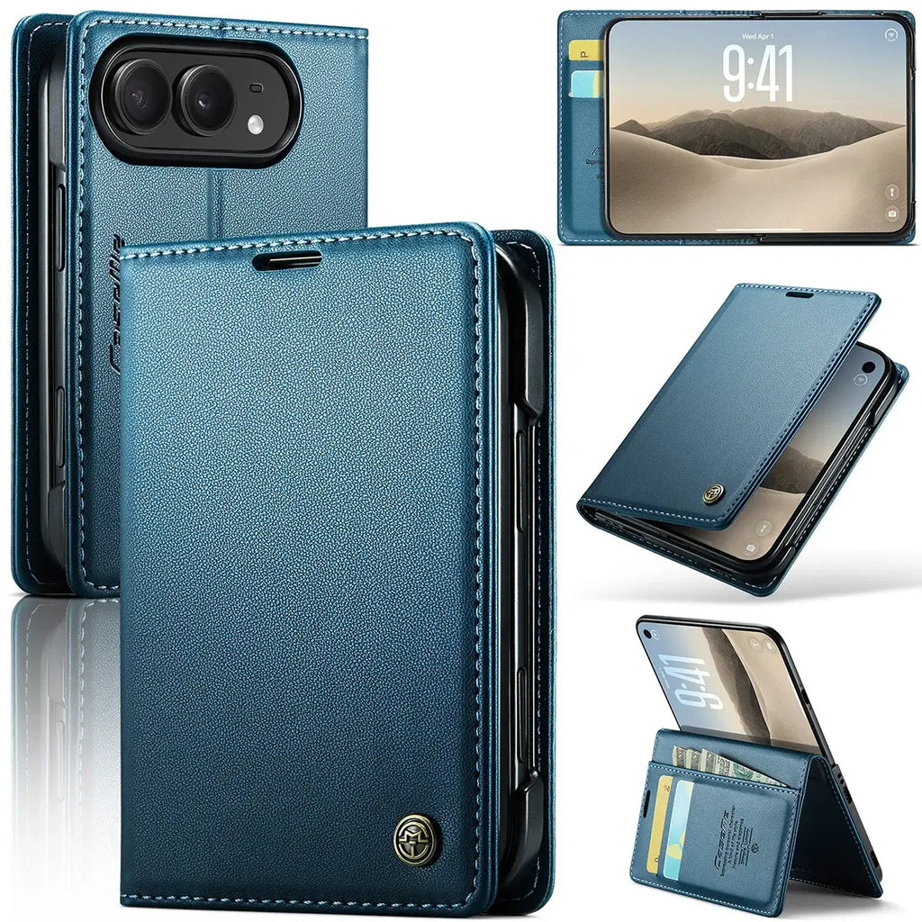 Leather Flip Wallet Foldable iPhone Duo Case