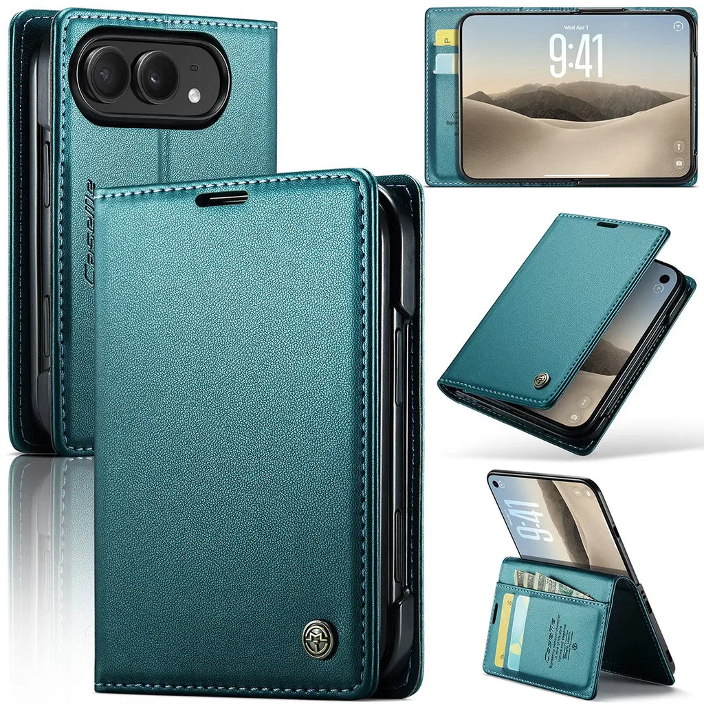 Leather Flip Wallet Foldable iPhone Duo Case