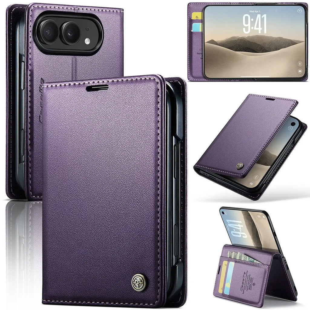 Leather Flip Wallet Foldable iPhone Duo Case