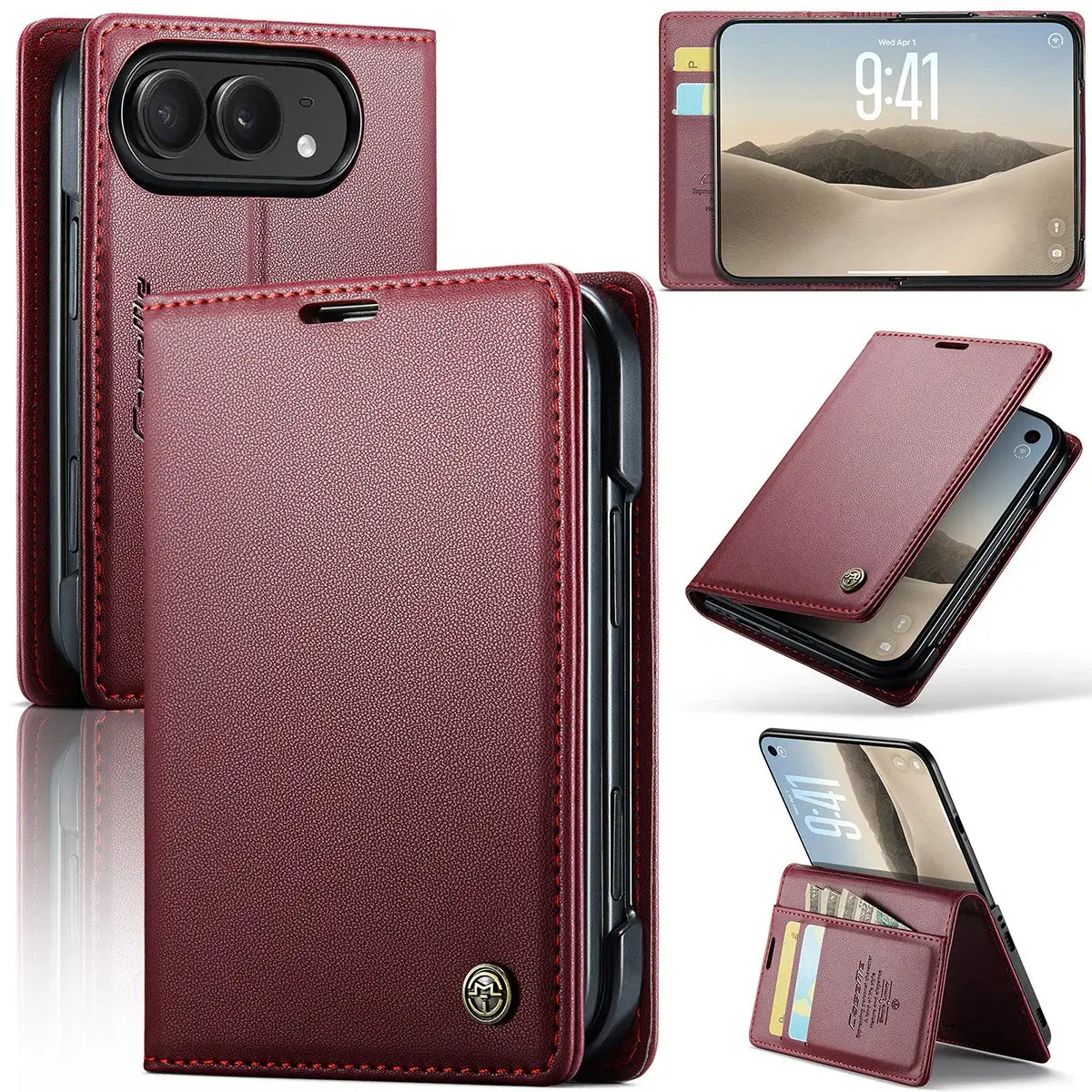 Leather Flip Wallet Foldable iPhone Duo Case