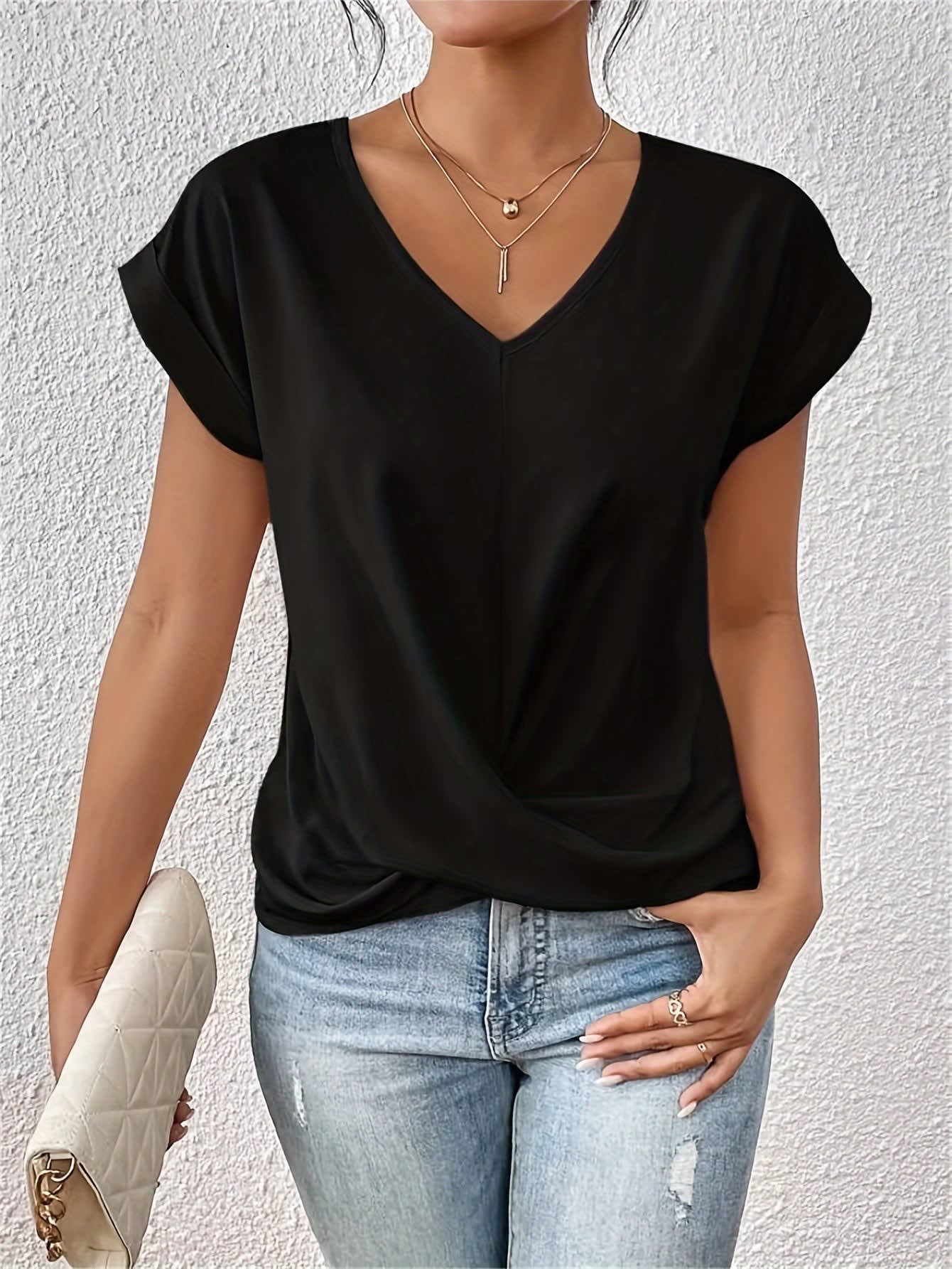 Flavia Twist Front V Neck Top_2