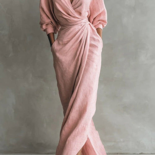 Adanna Twist Waist Linen Maxi Dress_1