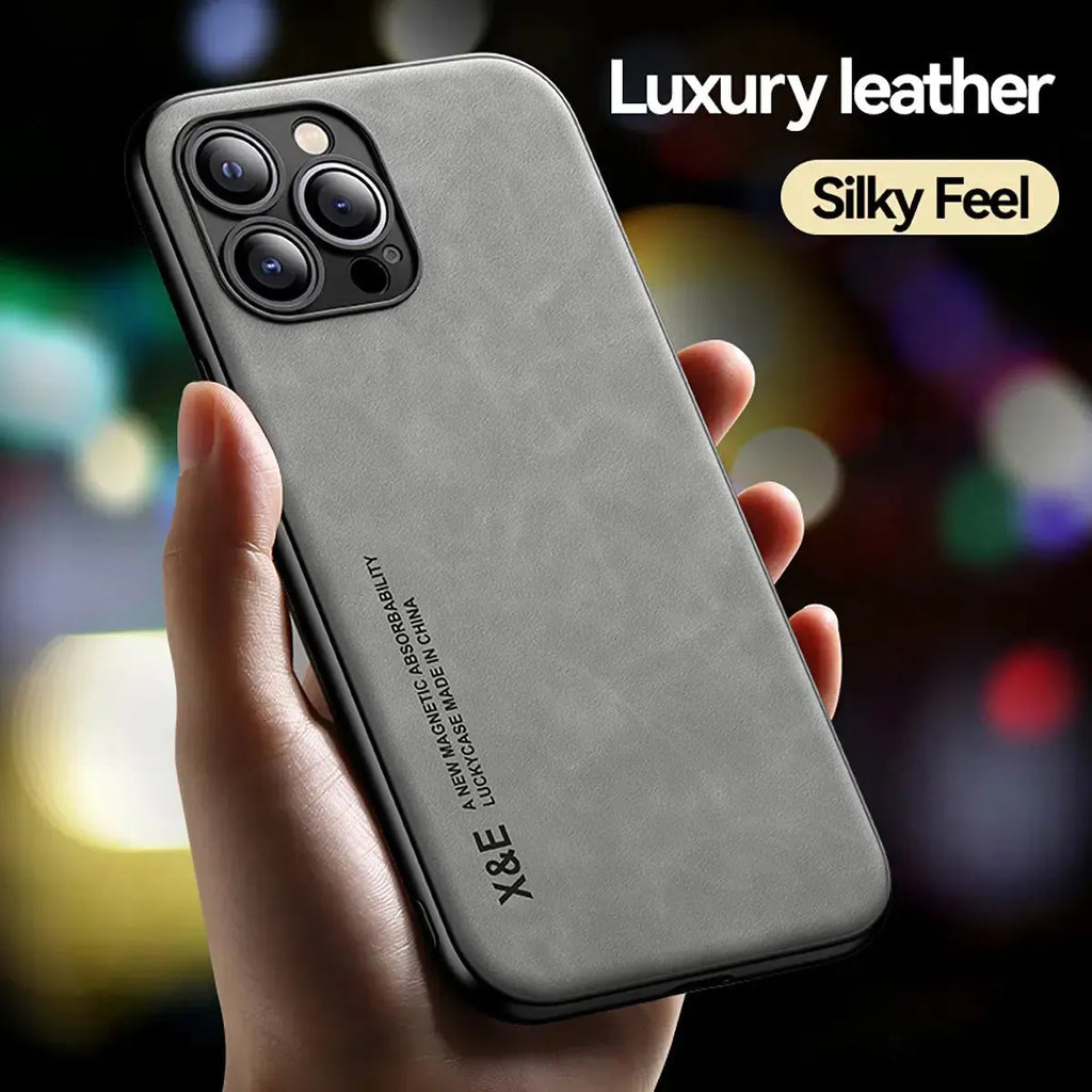 Vintage Leather MagSafe iPhone Case Anti Slip