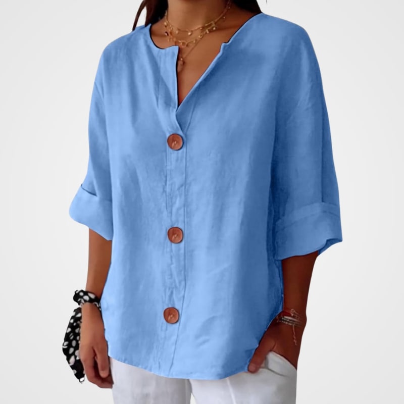 Meike Cotton Linen Button Front Blouse_1