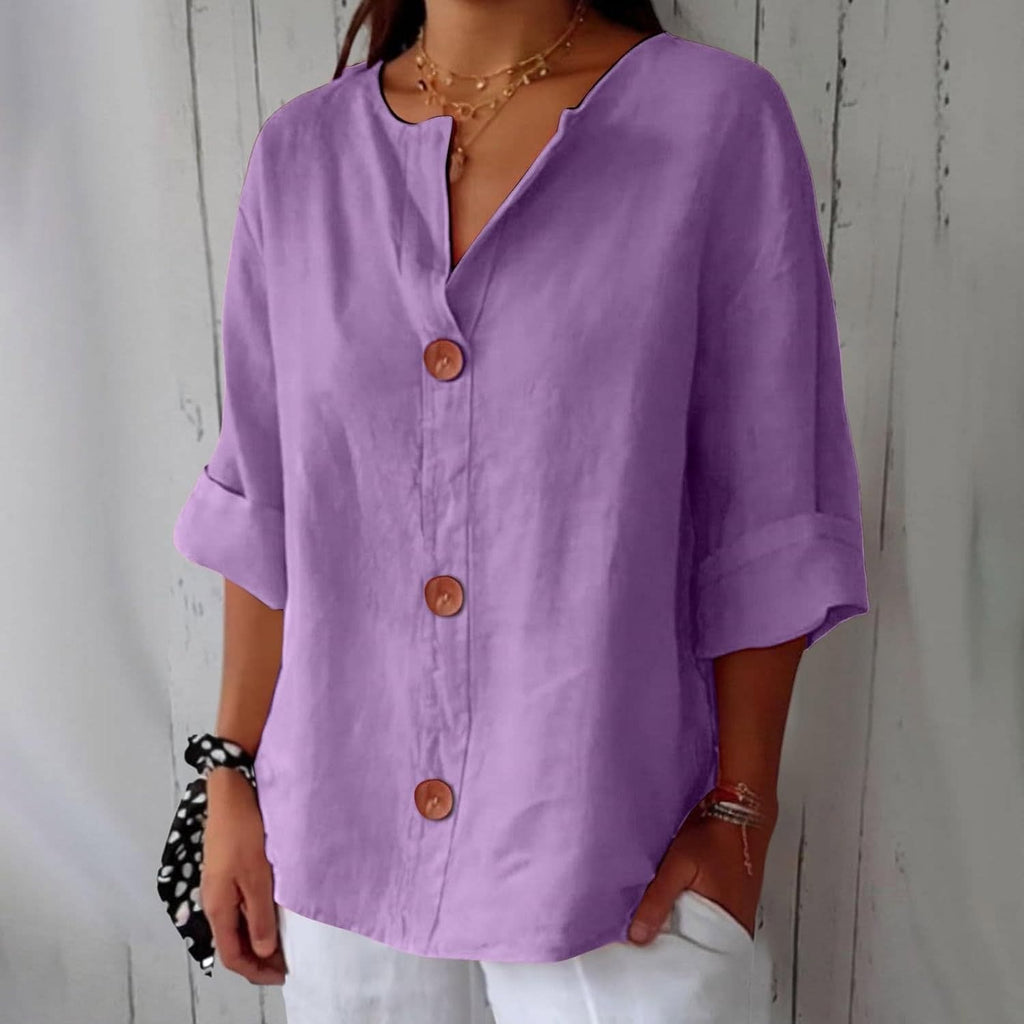 Meike Cotton Linen Button Front Blouse_11