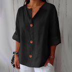 Meike Cotton Linen Button Front Blouse_12