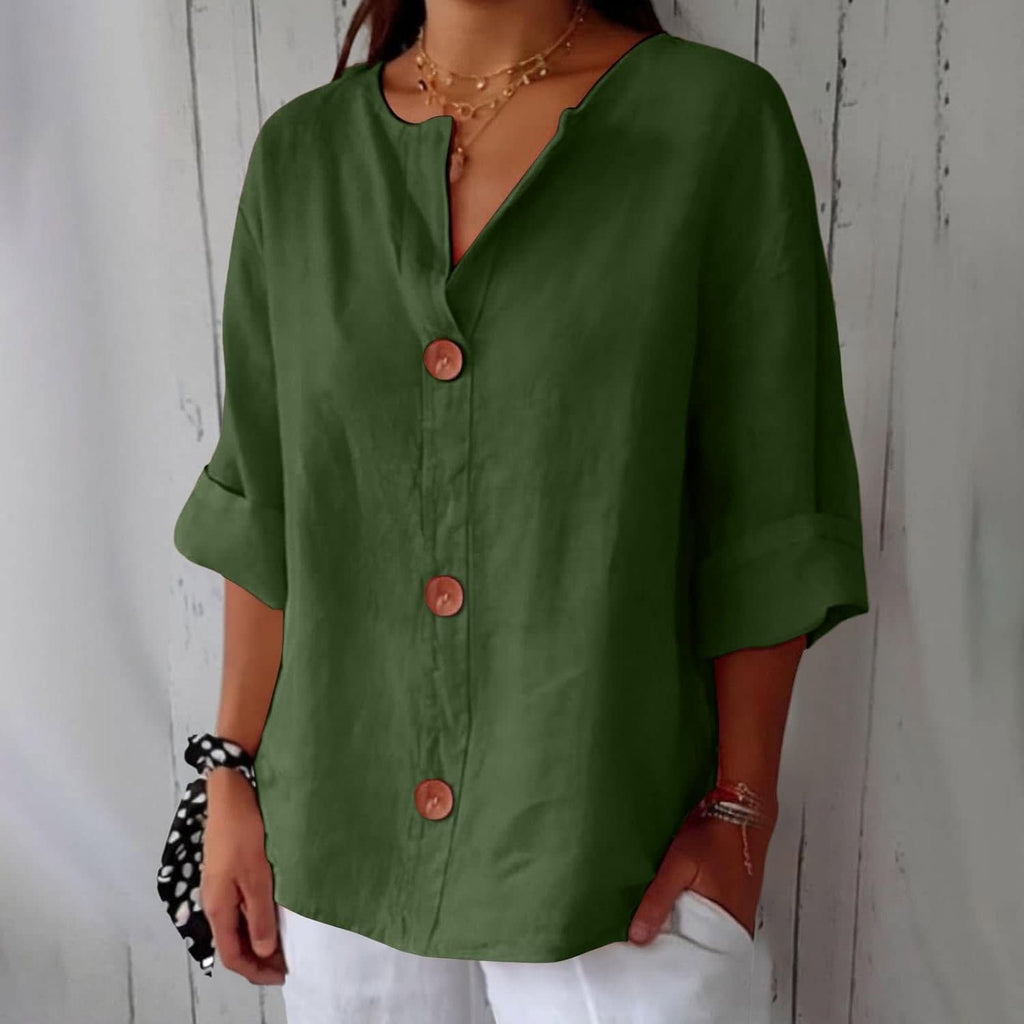 Meike Cotton Linen Button Front Blouse_13