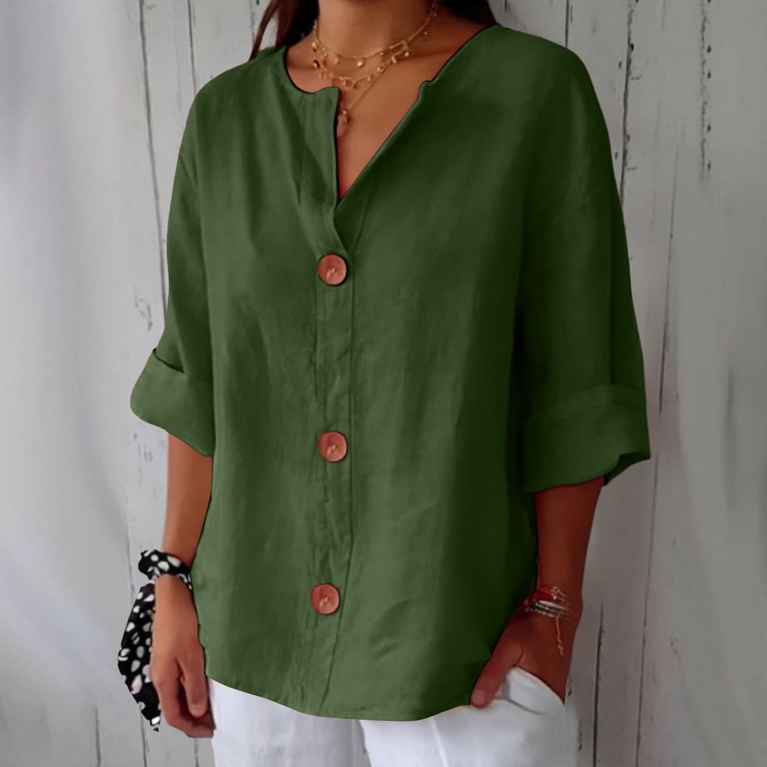 Meike Cotton Linen Button Front Blouse_13
