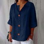 Meike Cotton Linen Button Front Blouse_4