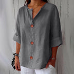 Meike Cotton Linen Button Front Blouse_5