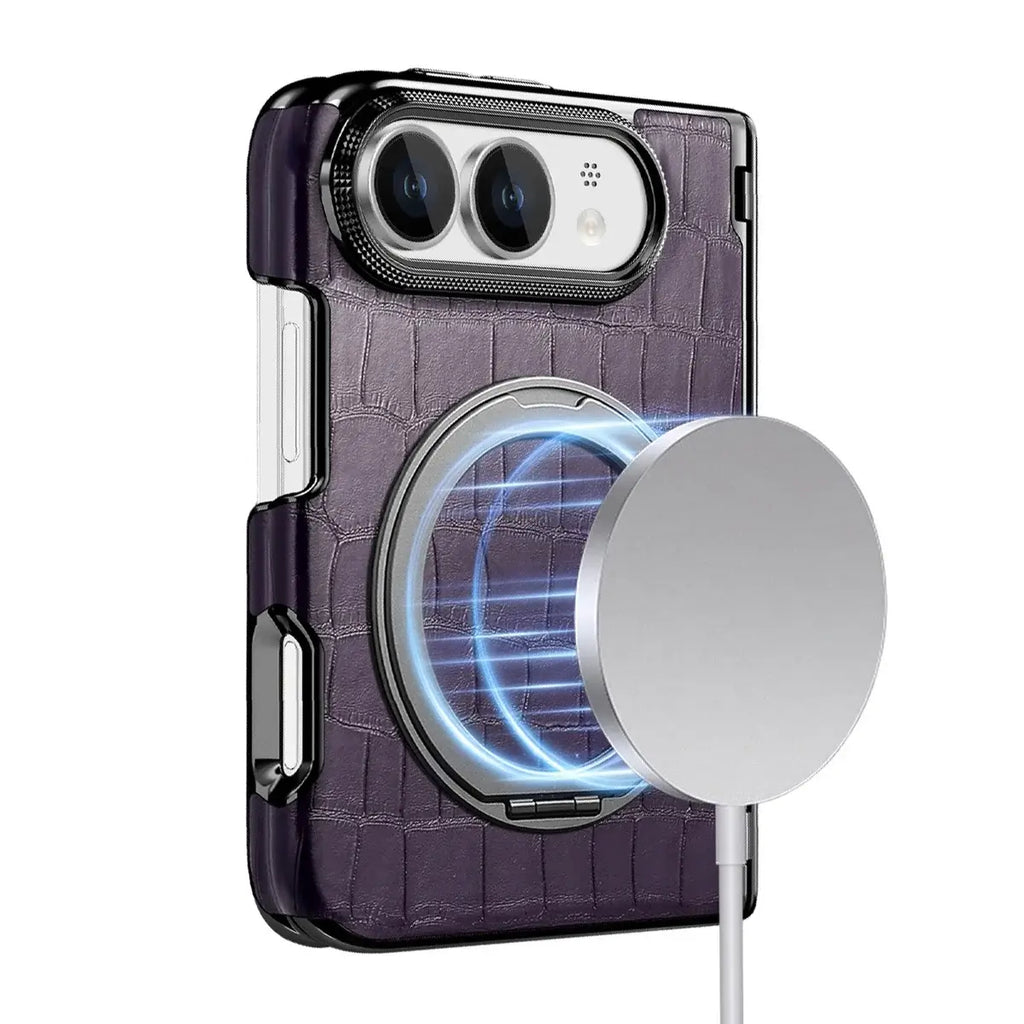 Crocodile Pattern MagSafe iPhone Duo Case with Ring Stand