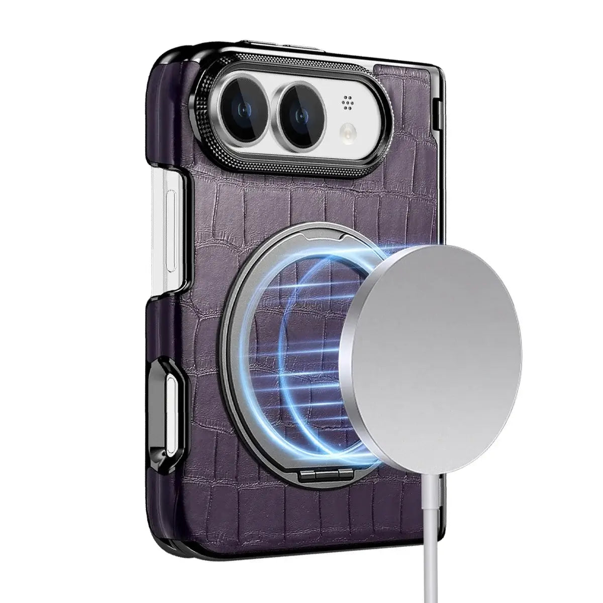 Crocodile Pattern MagSafe iPhone Duo Case with Ring Stand