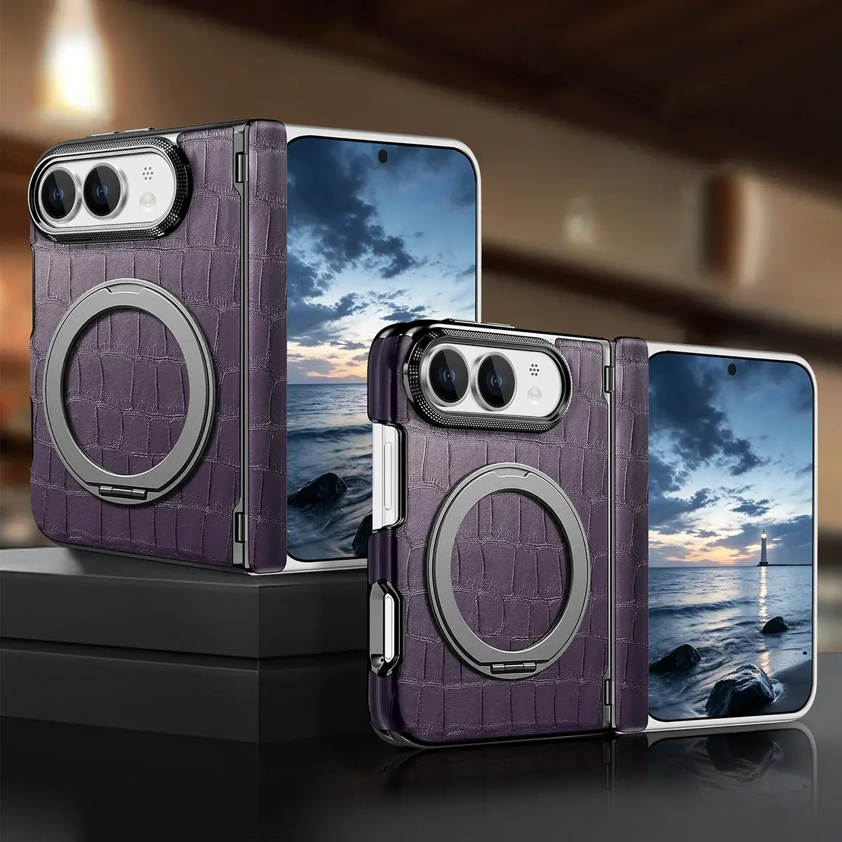 Crocodile Pattern MagSafe iPhone Duo Case with Ring Stand