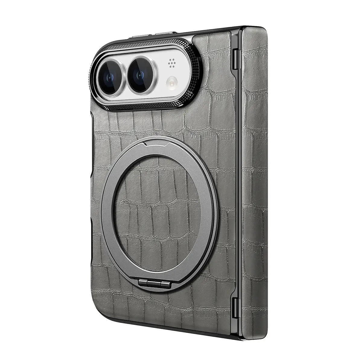 Crocodile Pattern MagSafe iPhone Duo Case with Ring Stand