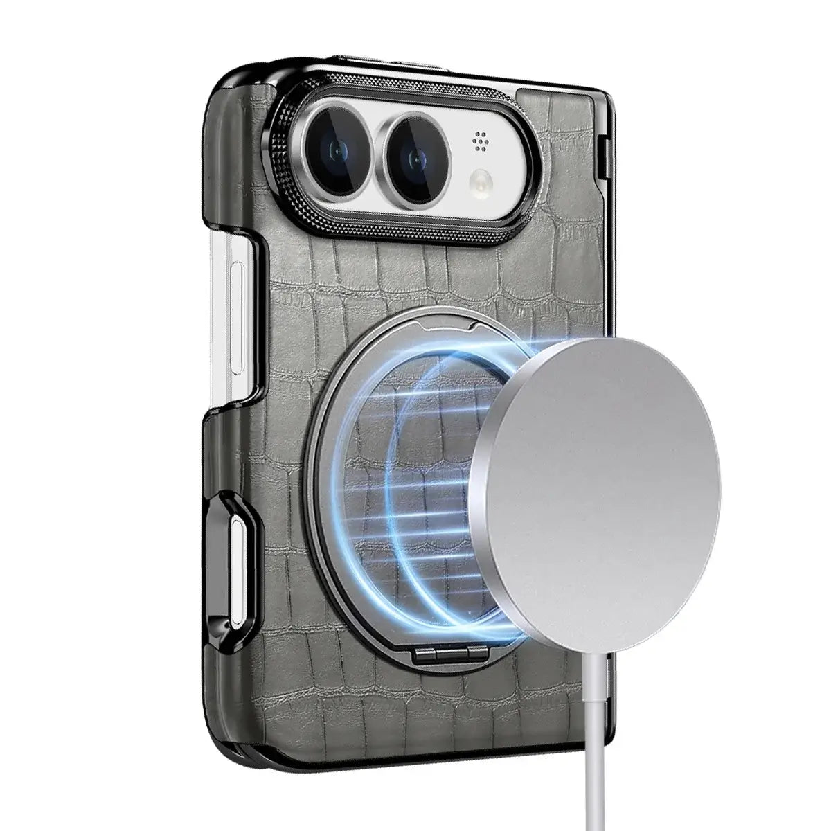 Crocodile Pattern MagSafe iPhone Duo Case with Ring Stand