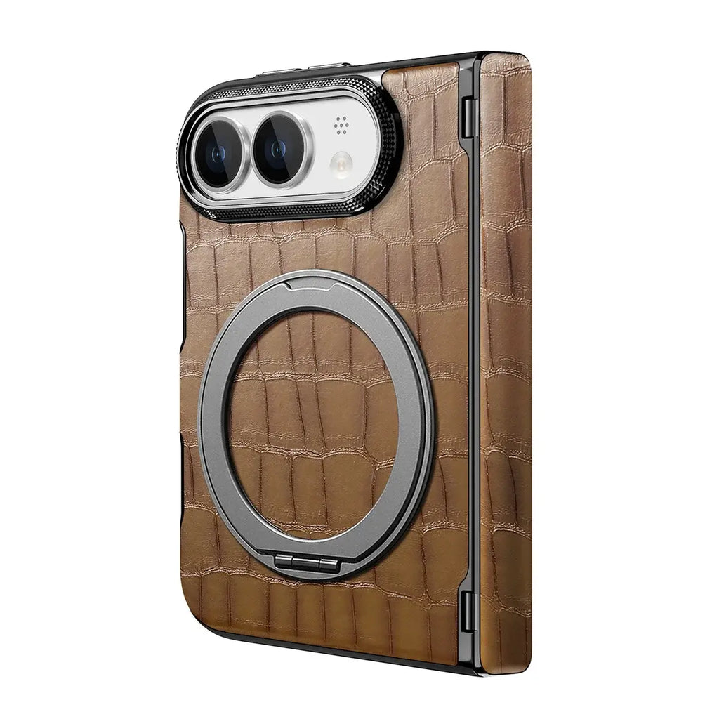 Crocodile Pattern MagSafe iPhone Duo Case with Ring Stand