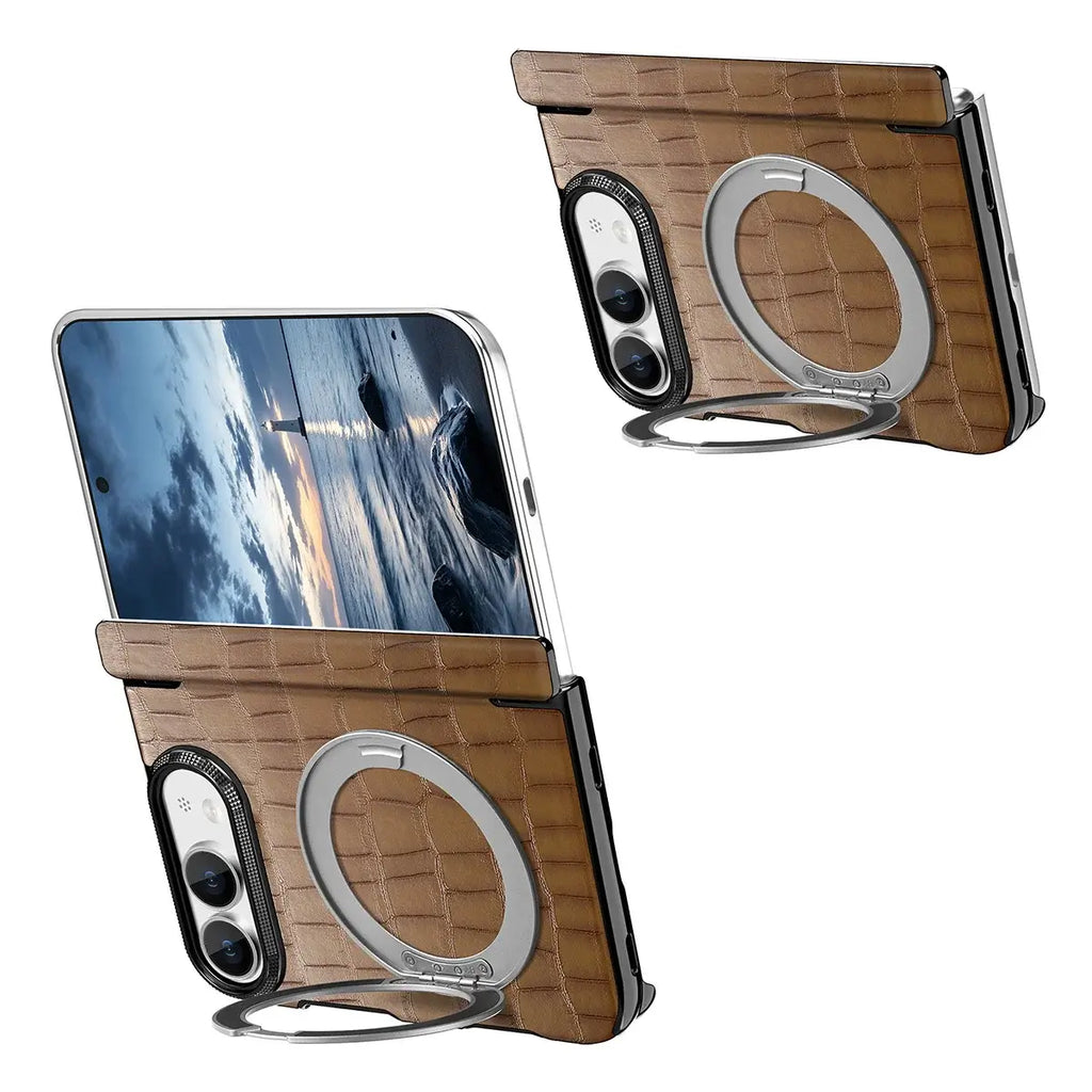 Crocodile Pattern MagSafe iPhone Duo Case with Ring Stand