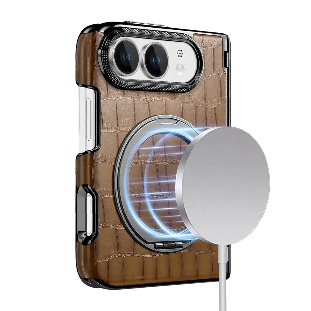 Crocodile Pattern MagSafe iPhone Duo Case with Ring Stand