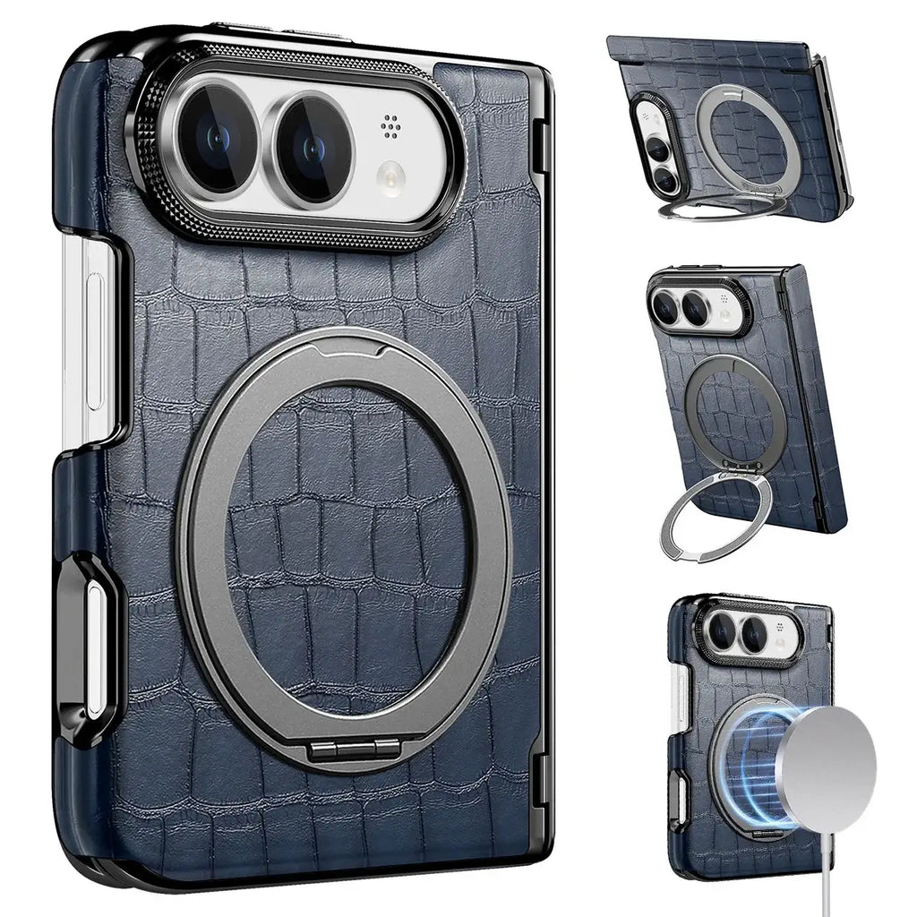 Crocodile Pattern MagSafe iPhone Duo Case with Ring Stand