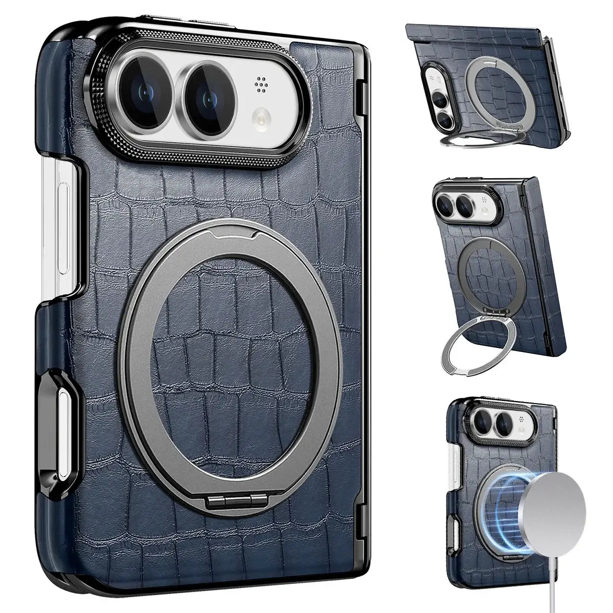 Crocodile Pattern MagSafe iPhone Duo Case with Ring Stand