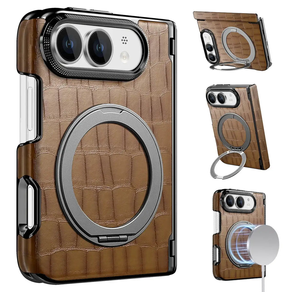 Crocodile Pattern MagSafe iPhone Duo Case with Ring Stand