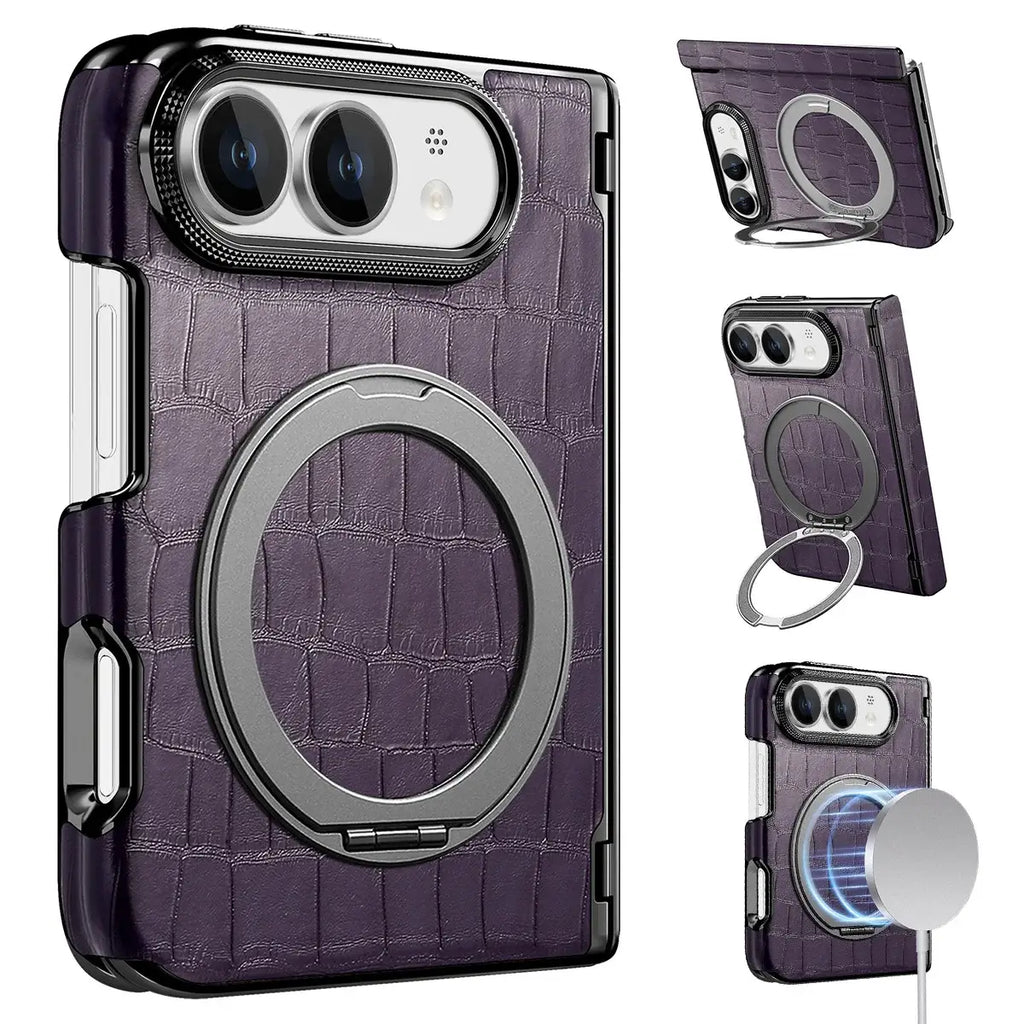 Crocodile Pattern MagSafe iPhone Duo Case with Ring Stand