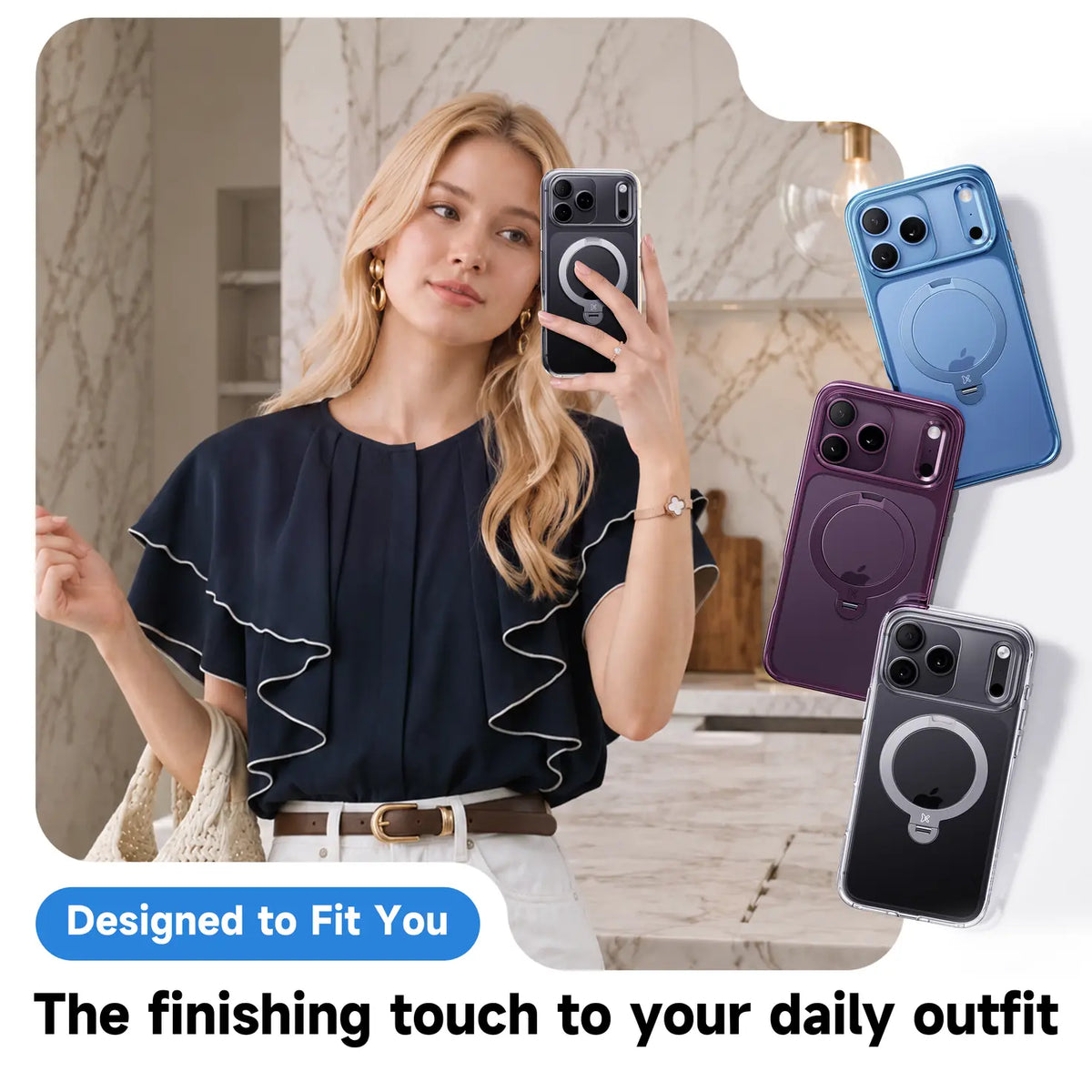 360 Rotating Ring Stand MagSafe iPhone Hard Case
