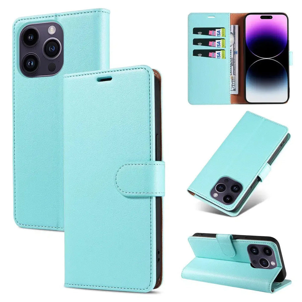 Leather Flip Wallet iPhone Case with Card Slots