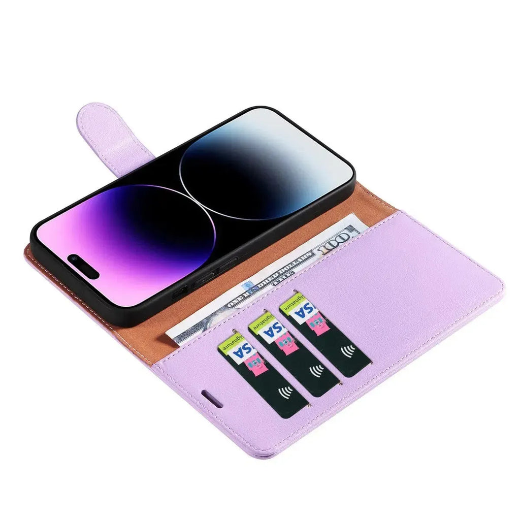 Leather Flip Wallet iPhone Case with Card Slots