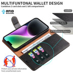 Leather Flip Wallet iPhone Case with Card Slots