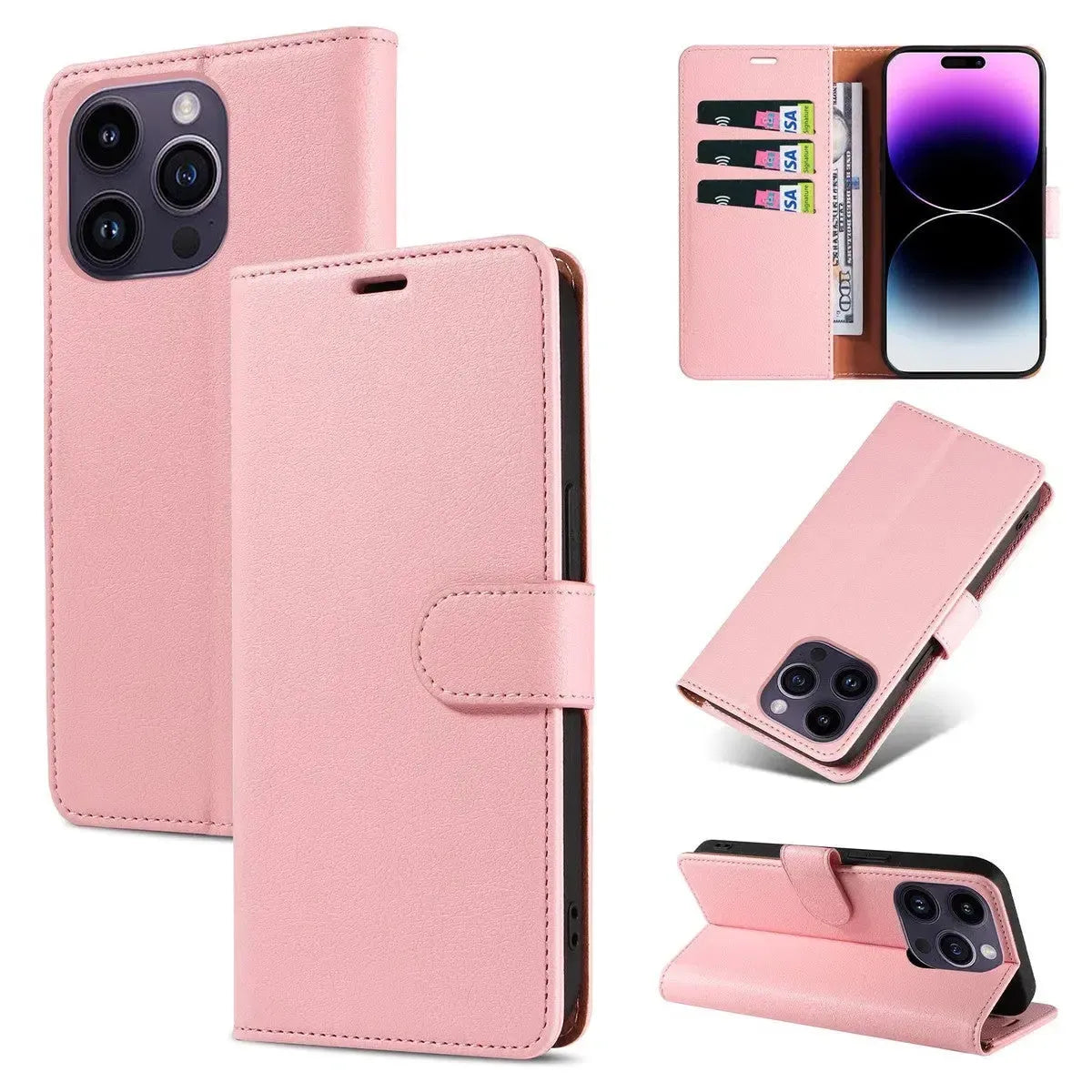 Leather Flip Wallet iPhone Case with Card Slots