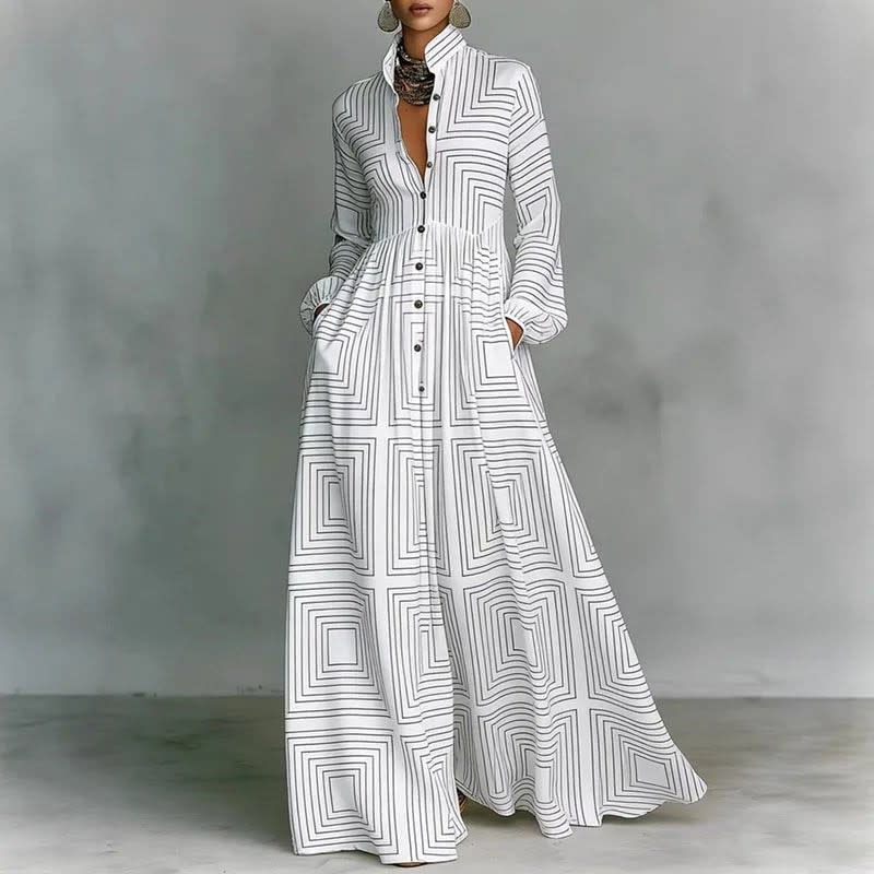 Tove Printed Button Front Maxi Dress_2