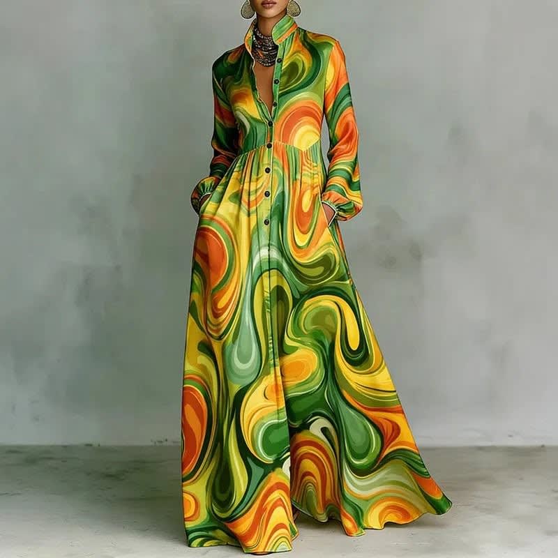Tove Printed Button Front Maxi Dress_4