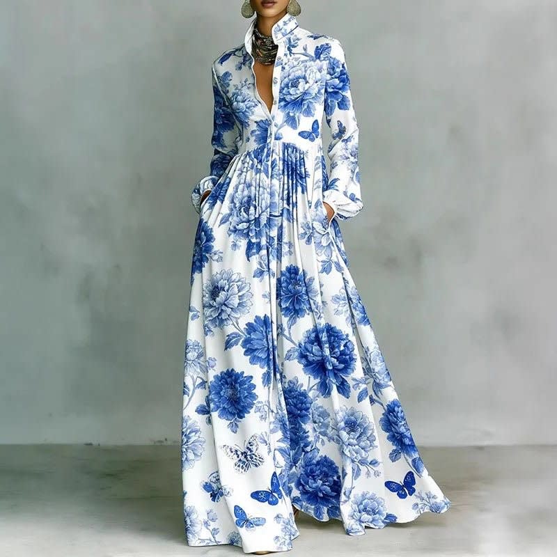 Tove Printed Button Front Maxi Dress_5