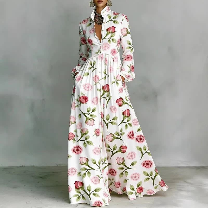 Tove Printed Button Front Maxi Dress_6