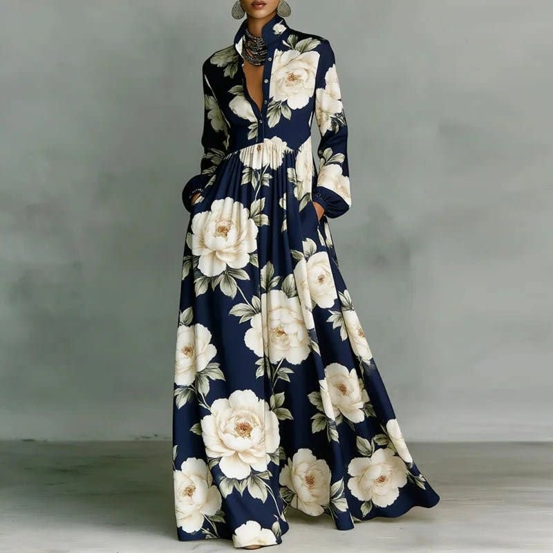 Tove Printed Button Front Maxi Dress_7
