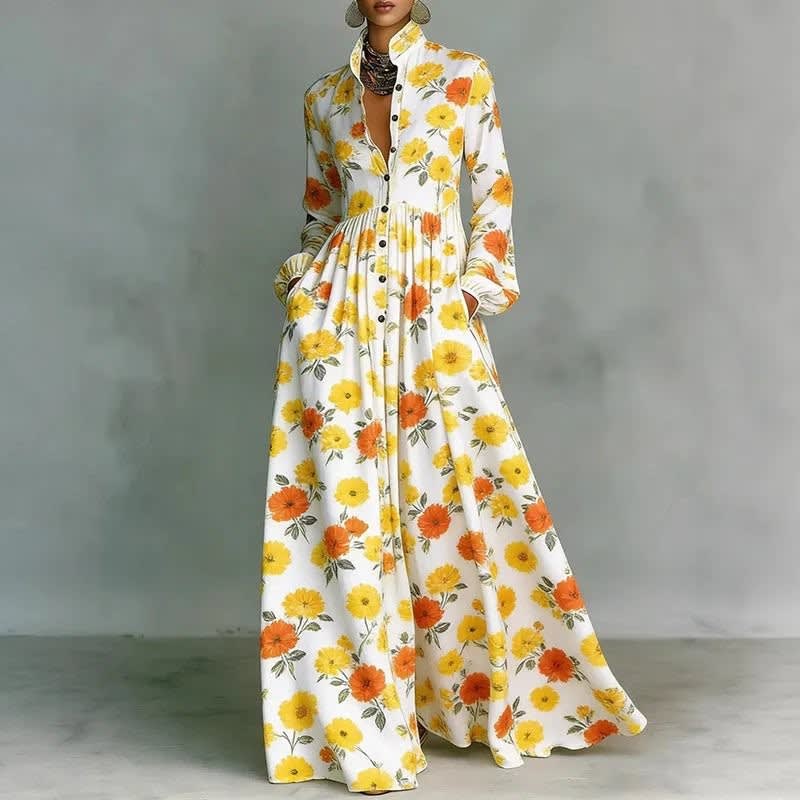 Tove Printed Button Front Maxi Dress_8