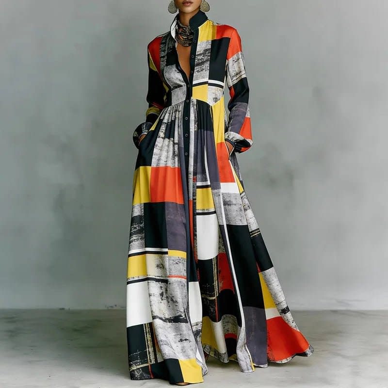 Tove Printed Button Front Maxi Dress_9