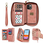 Zipper Wallet iPhone Case with Detachable Phone Holder