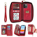 Zipper Wallet iPhone Case with Detachable Phone Holder